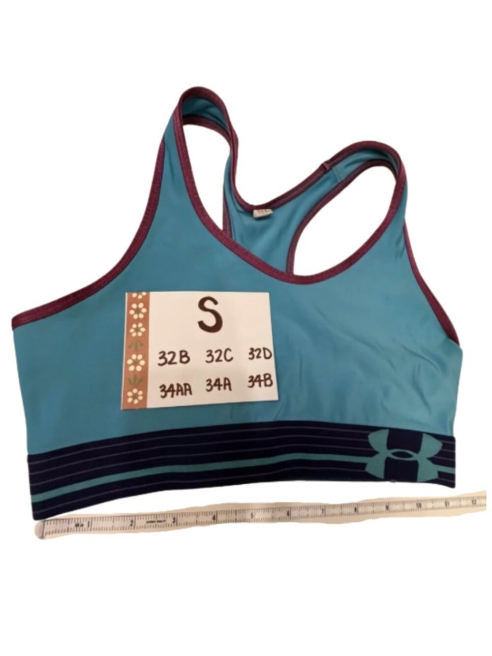 Under Armour Sports Bra Duo Women's Small Blue & Black/Gray Reversible Gym Fit - Picture 4 of 9